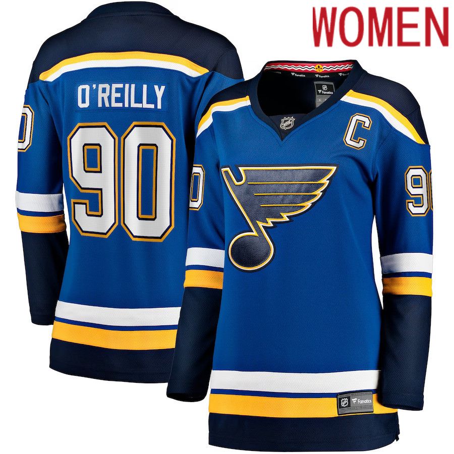 Women St. Louis Blues #90 Ryan OReilly Fanatics Branded Blue Home Premier Breakaway Player NHL Jersey->women nhl jersey->Women Jersey